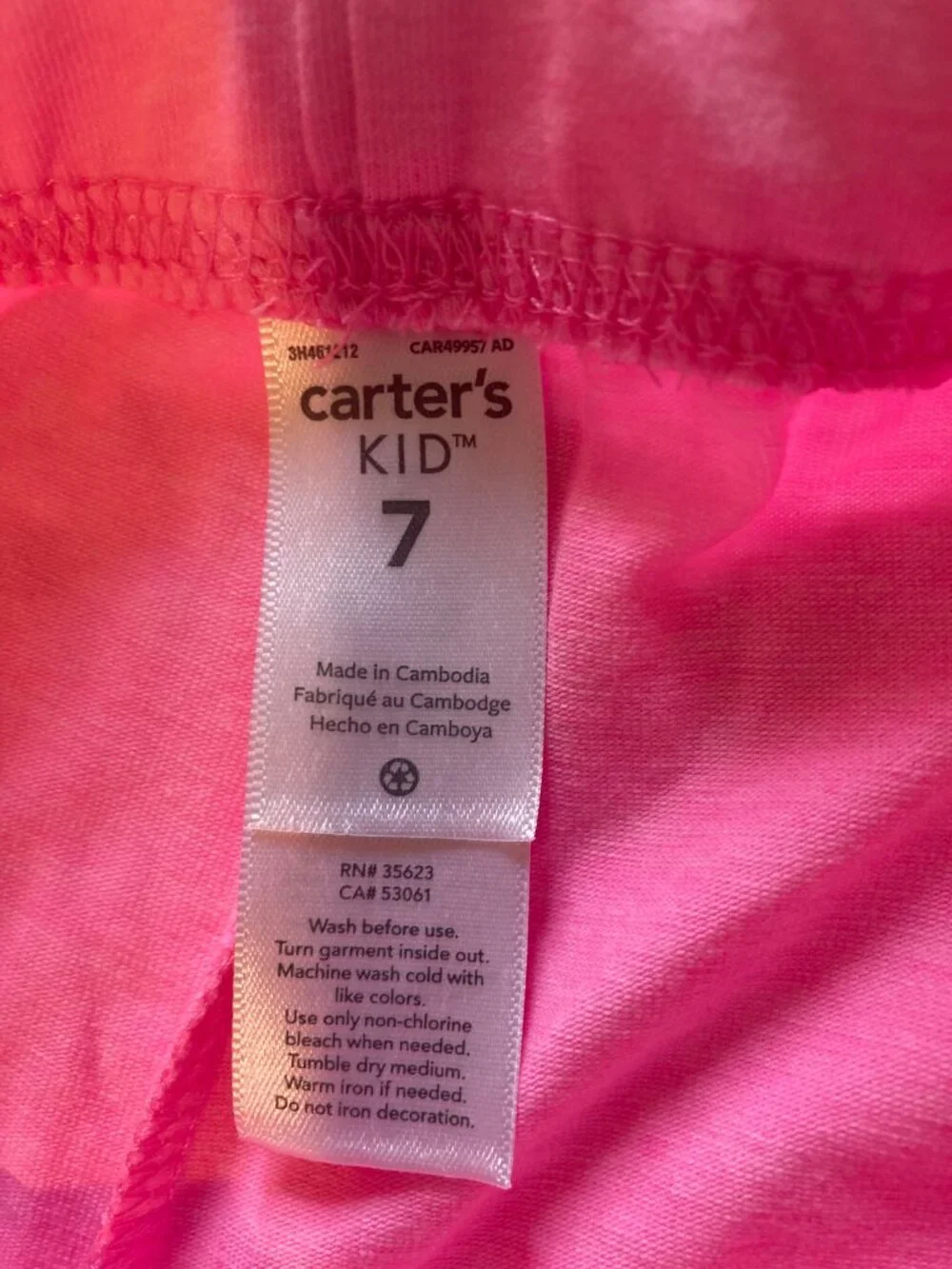 Carters girls 7 capri pink pants NWOT